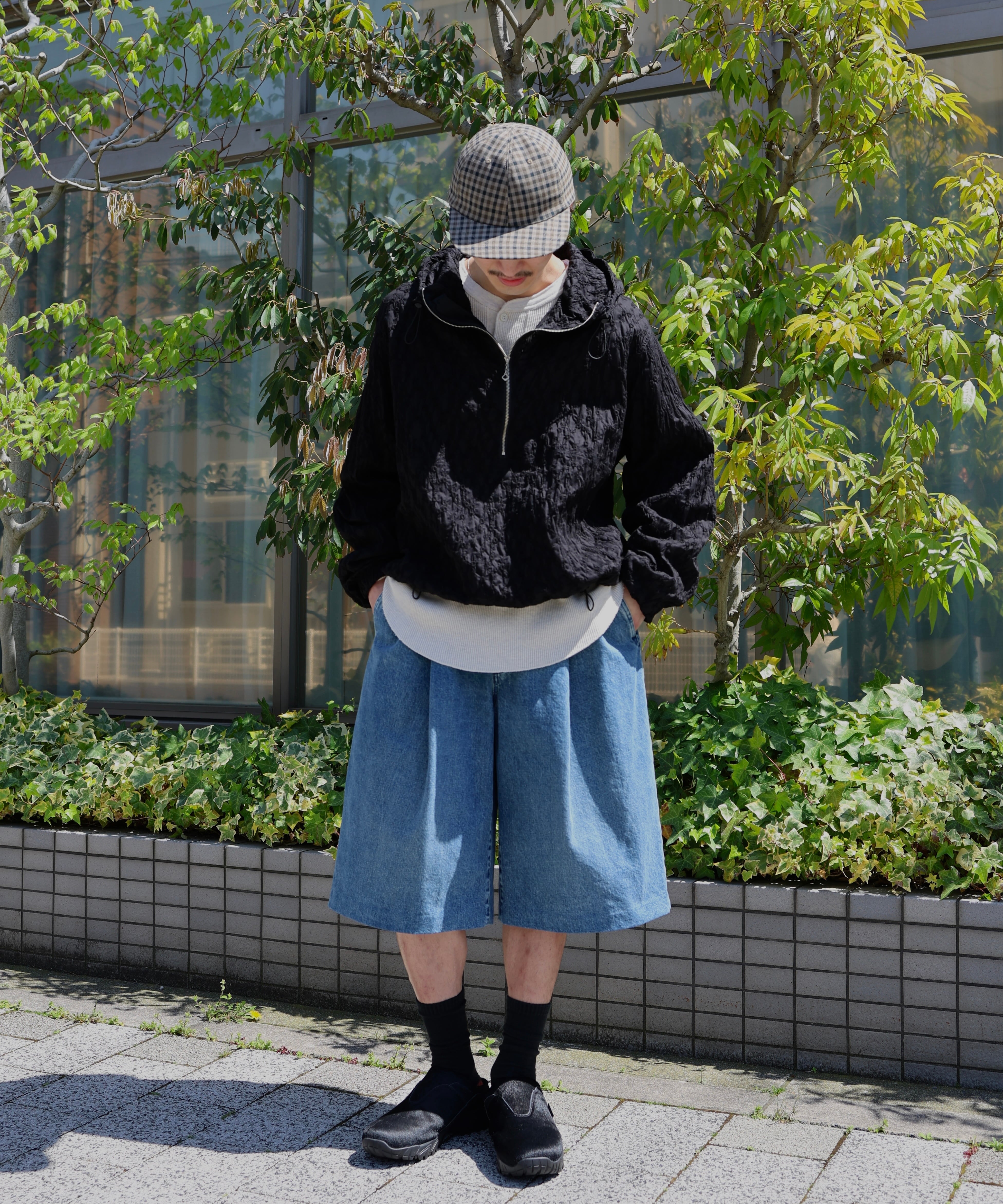 TANAKA / ST-246-MB HAKAMA JEAN SHORTS (MID BLUE) | AfterSchool