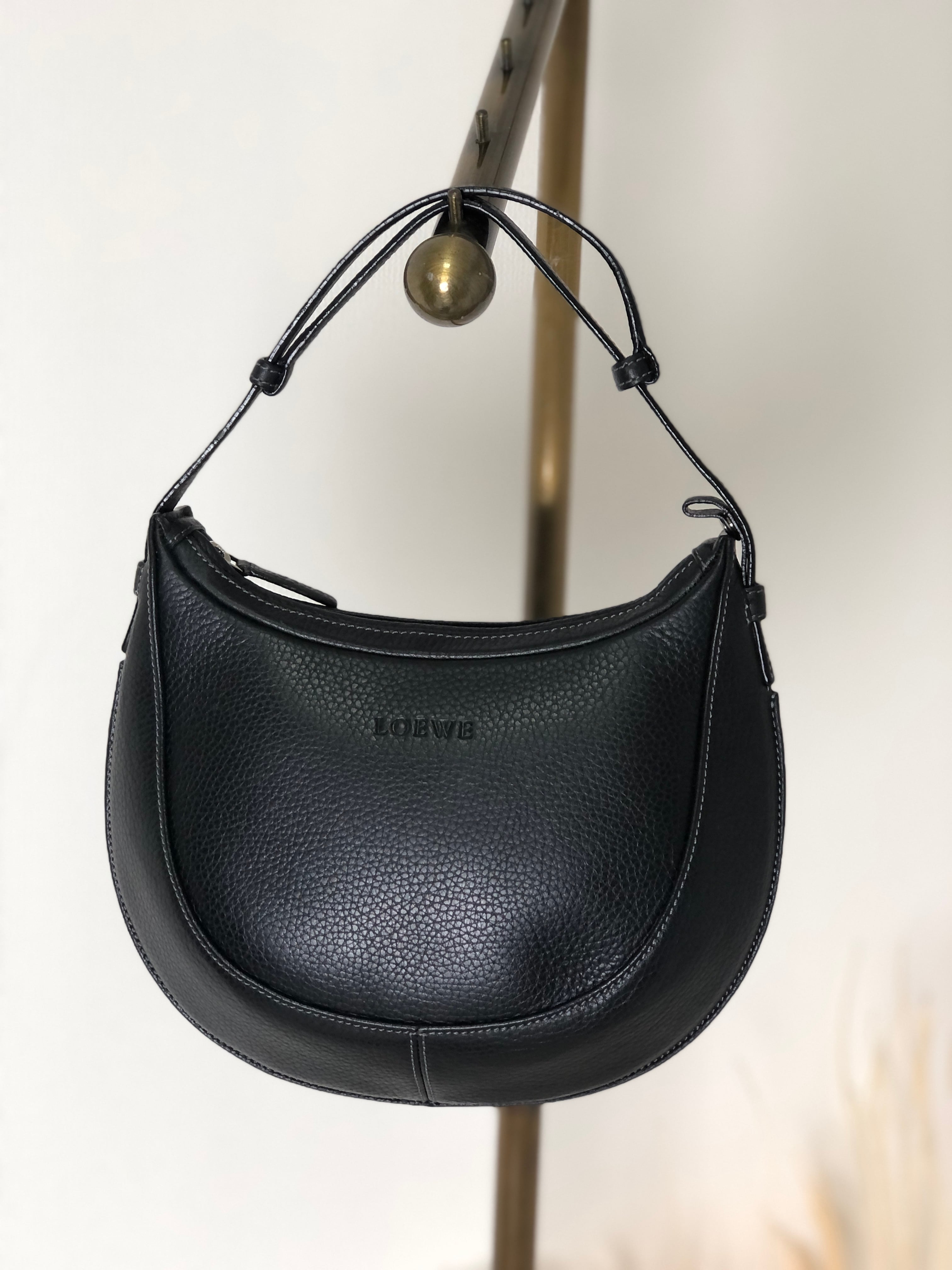 LOEWE ロエベ  メンズ 型押し エナメルレザー ブラック ベルト