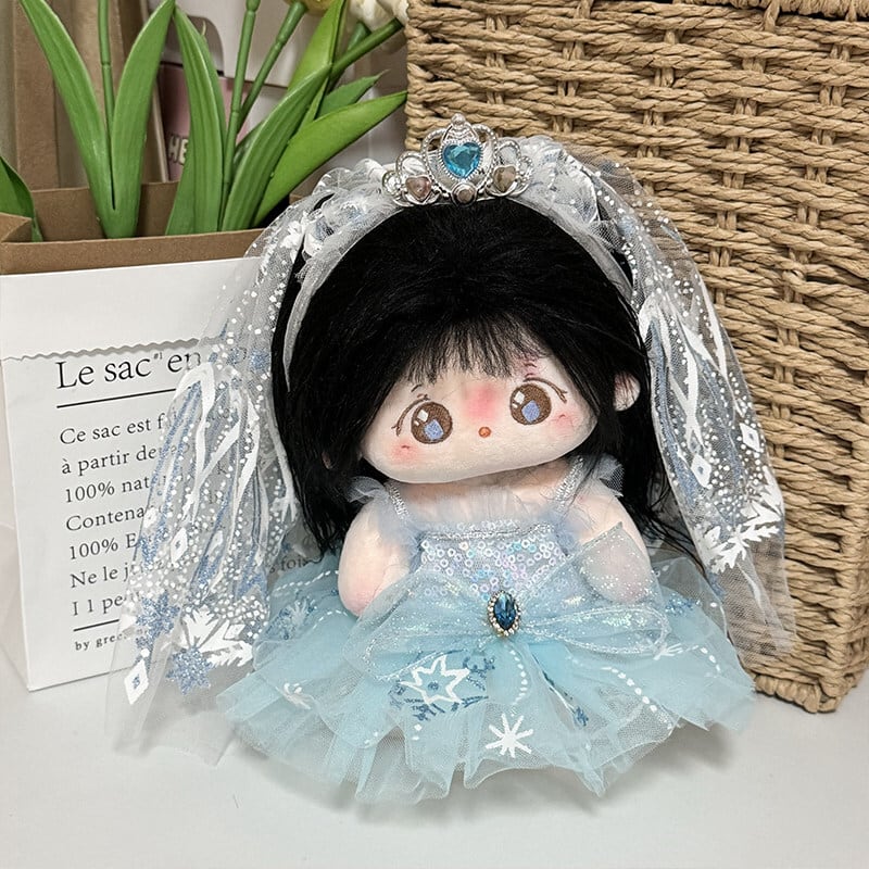 20cmぬいぐるみ用 氷雪プリンセス風 雪の結晶 チュールワンピース