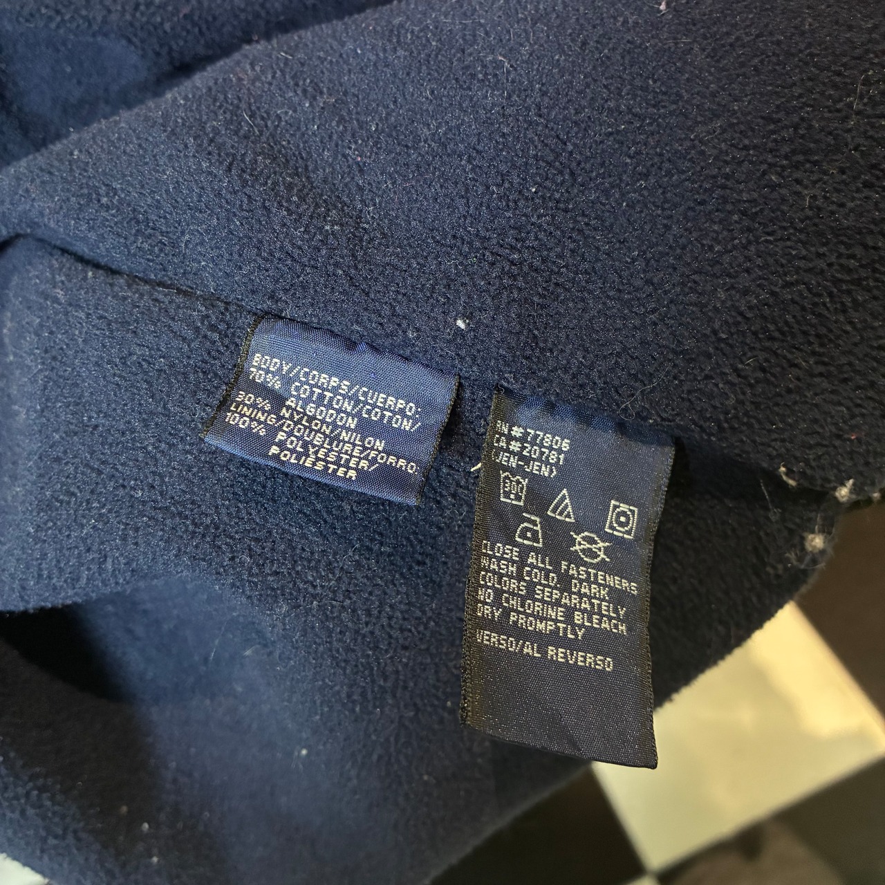 90s TOMMY HILFIGER ナイロンウォームアップジャケット カーキ×ネイビー ドローコード付き