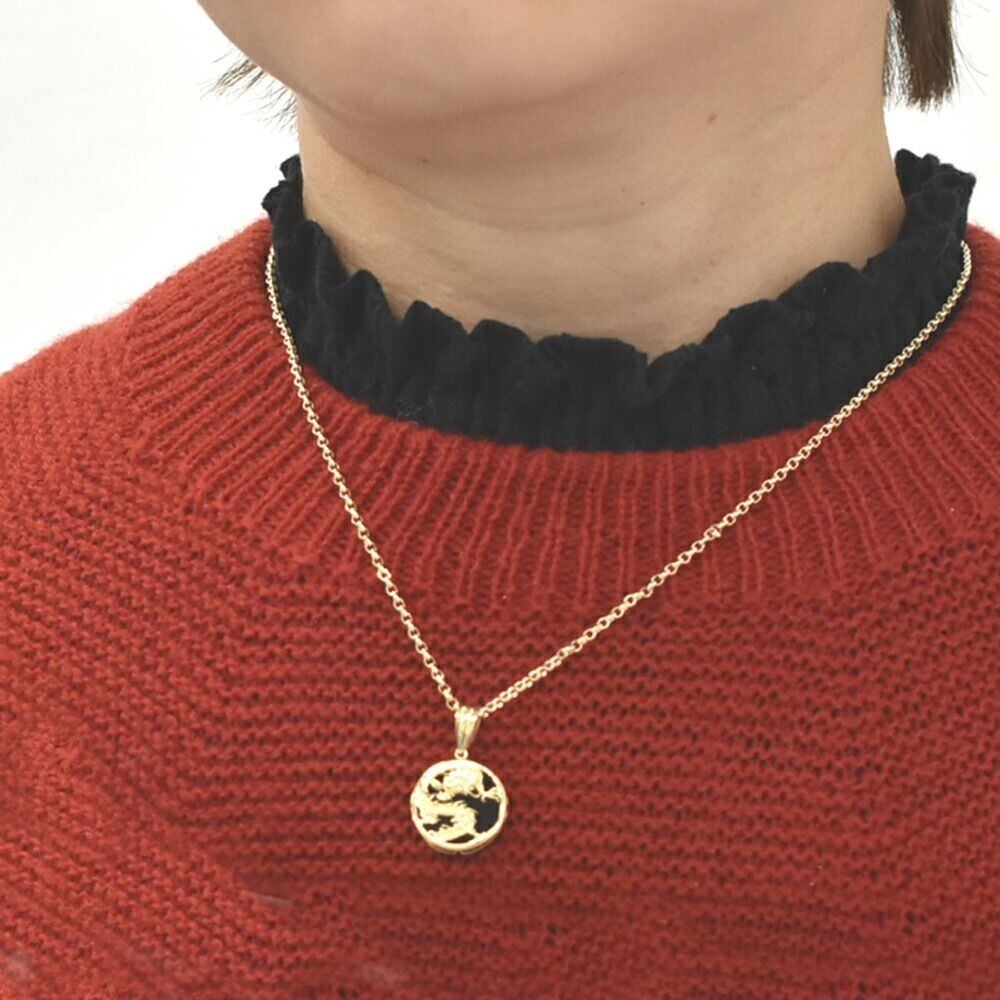 18金】ドラゴン×オニキスペンダント｜K18縁起モチーフ×16mmコイン型