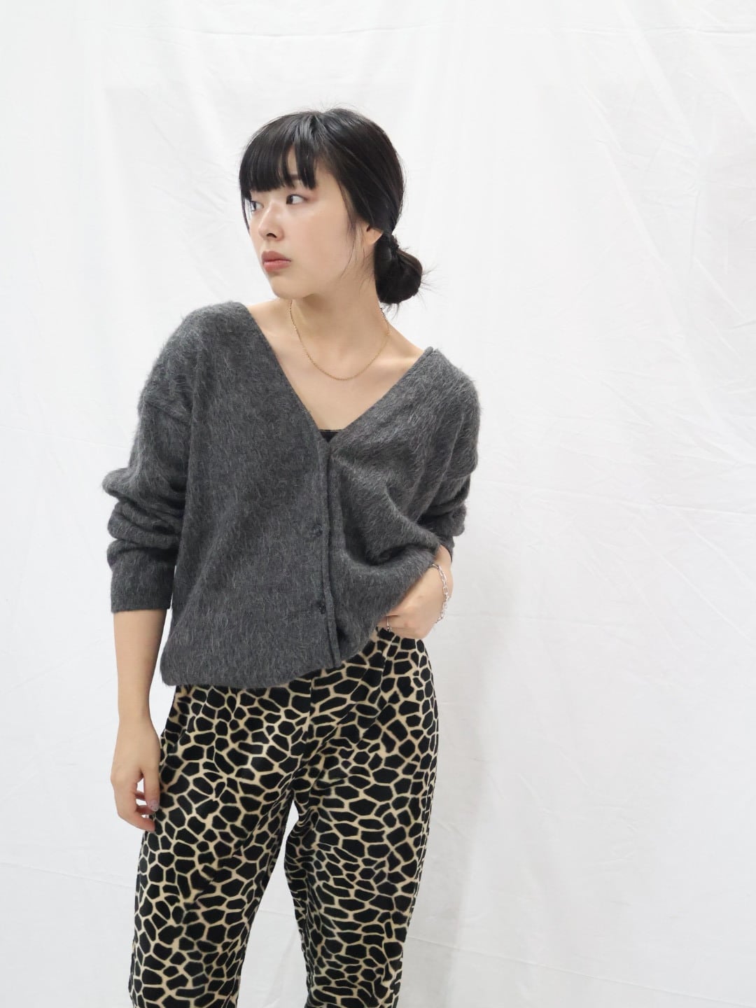 100%alpaca knit cardigan【1815】