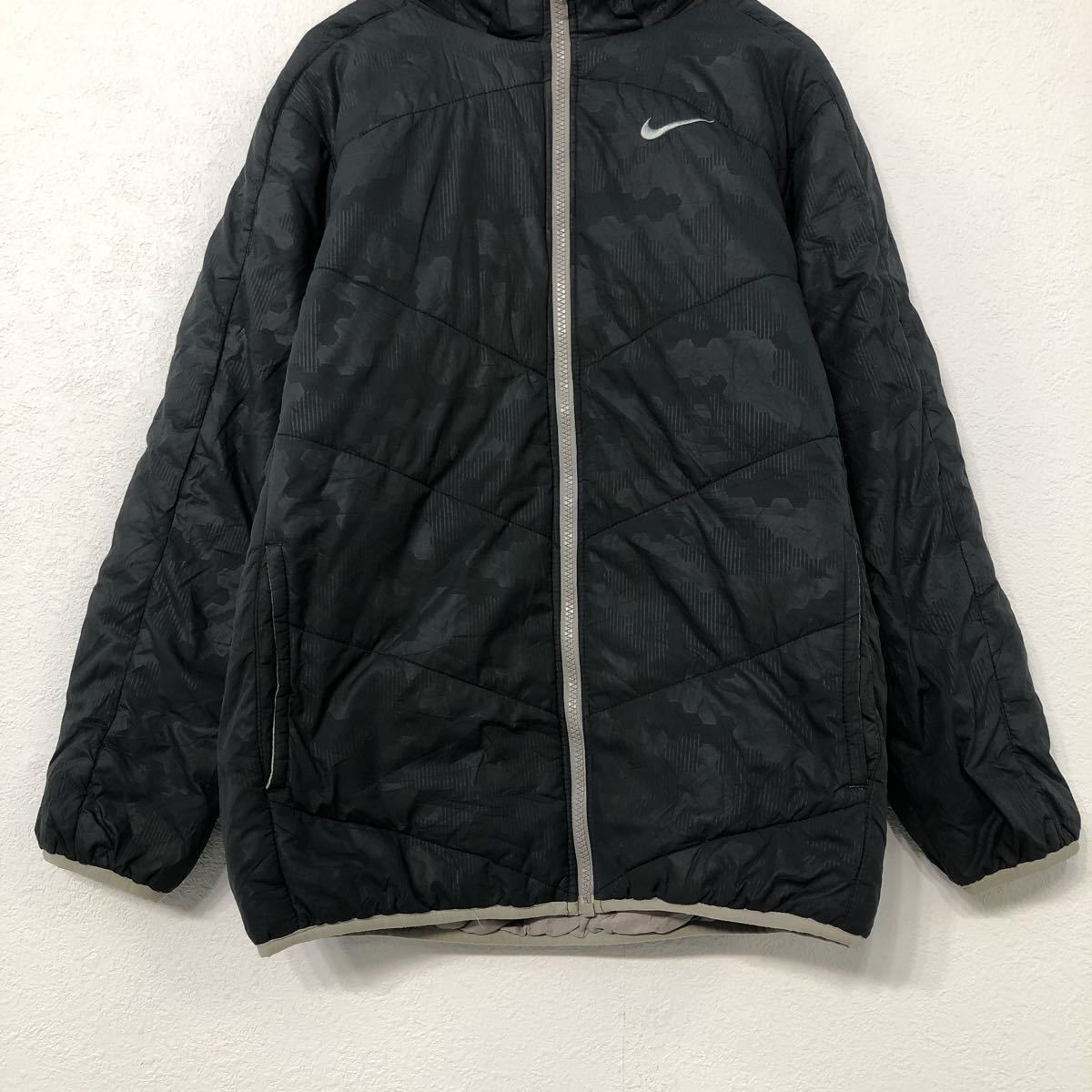NIKE ジップアップ ダウン・中綿ジャケット L ブラック グレー ナイキ