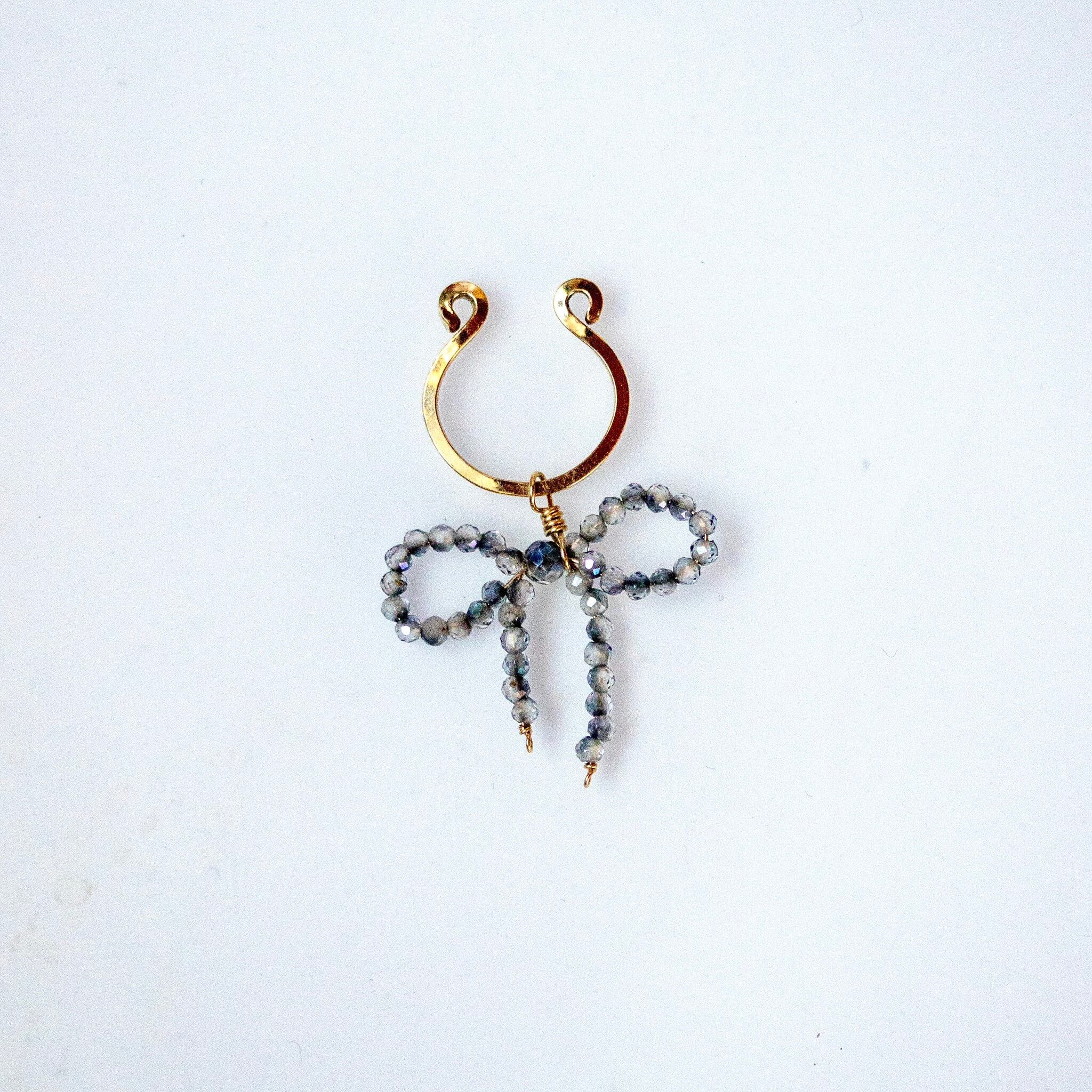 ‐ Birth Stone Ribbon - ear cuff topaz
