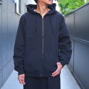 COMOLI(コモリ) /コットン裏毛ジップパーカー  -BLACK-(C03-05001)