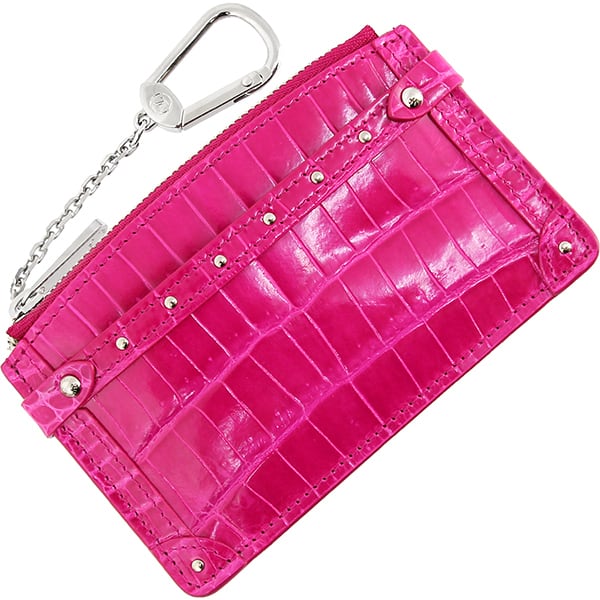 New LOUIS VUITTON ルイヴィトン コインケース ポシェット クレ スタッズ クロコダイルレザー フューシャ キーケース 小銭入れ 新品