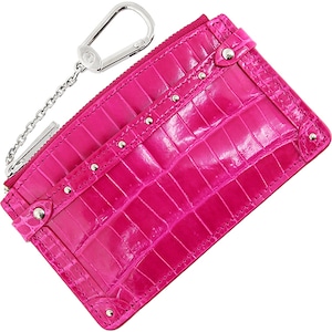 New LOUIS VUITTON ルイヴィトン コインケース ポシェット クレ スタッズ クロコダイルレザー フューシャ キーケース 小銭入れ 新品