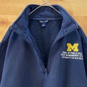 【SPORT-TEK】カレッジ 刺繍ロゴ ミシガン大学 ハーフジップ スウェット アメリカ古着