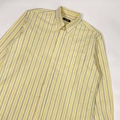 MR.VAN ミスターヴァン ストライプ オックスフォード BD ボタンダウン 長袖シャツ LL/イエロー メンズ/ VAN JAC