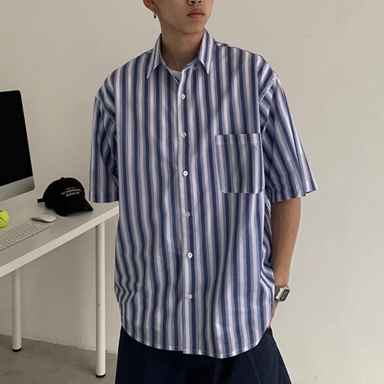 ★RETRO BLUE STRIPED TOURING SHIRT　　　A0659