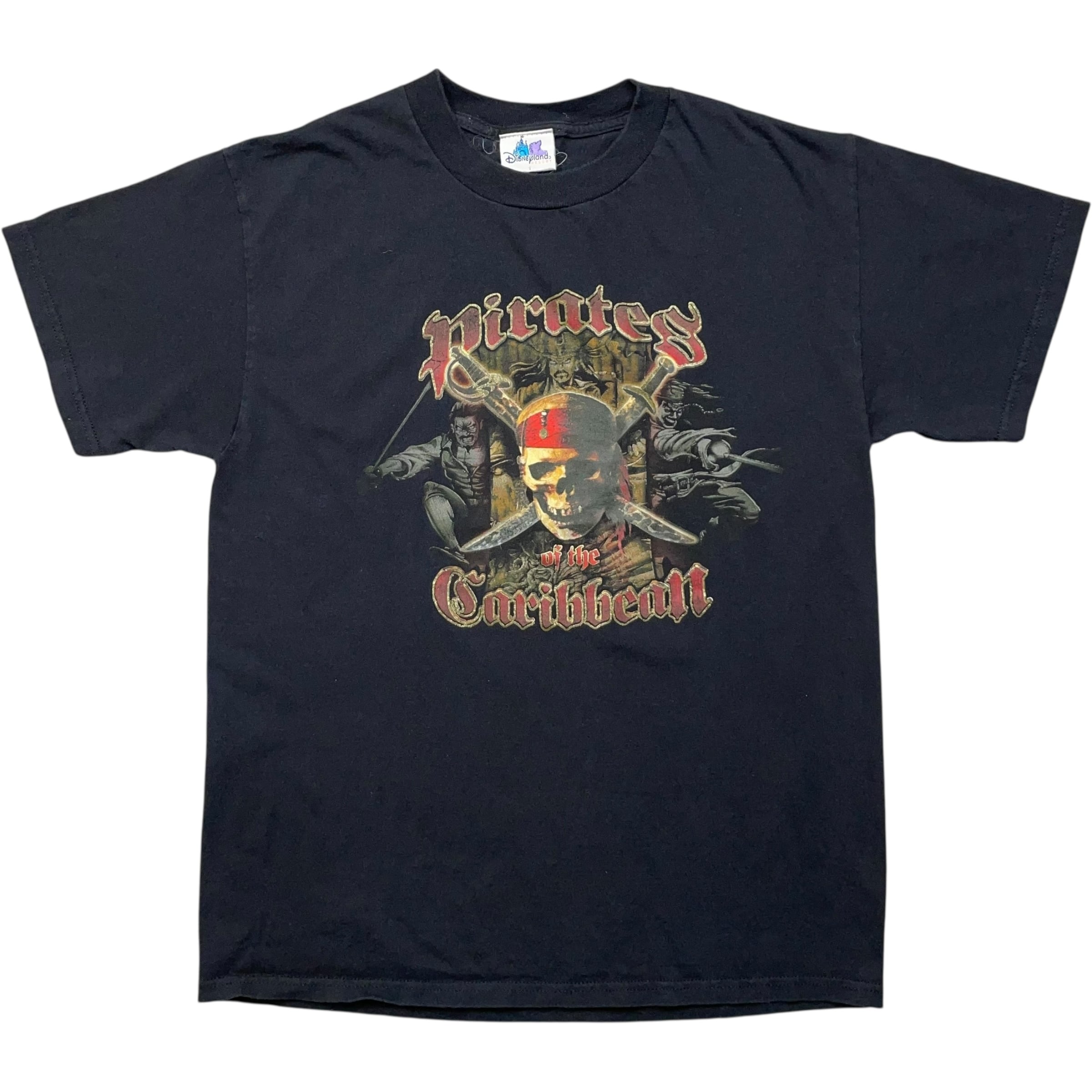 《M》Disney ディズニー Tシャツ パイレーツオブカリビアン フロントプリント ブラック no.8500