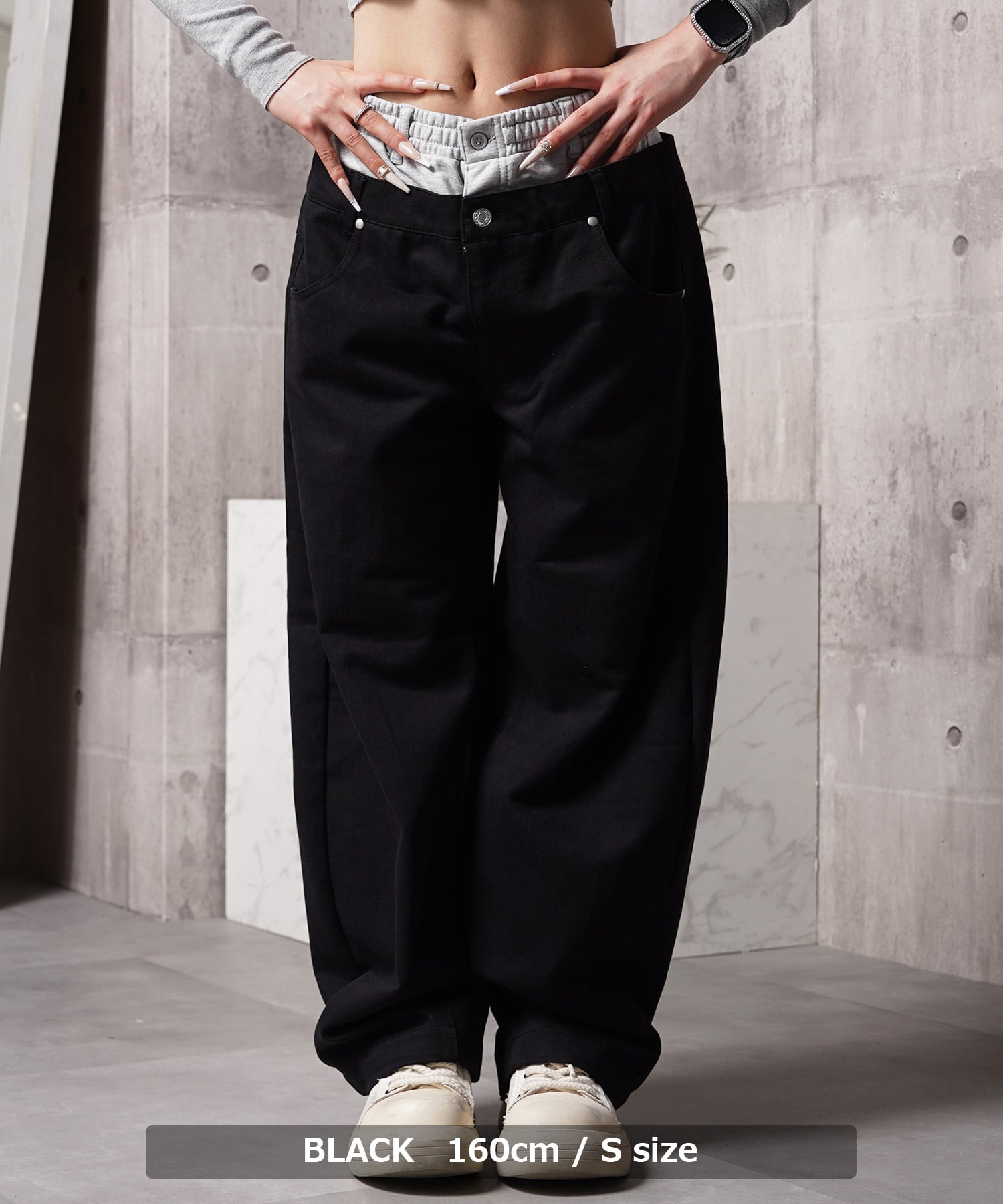 ◇ダブルウエスト ワイドカーブパンツ◇lf-26202 | 1111clothing