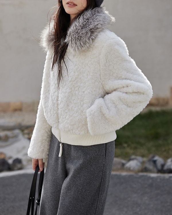 Fur collar boa short coat TH3720