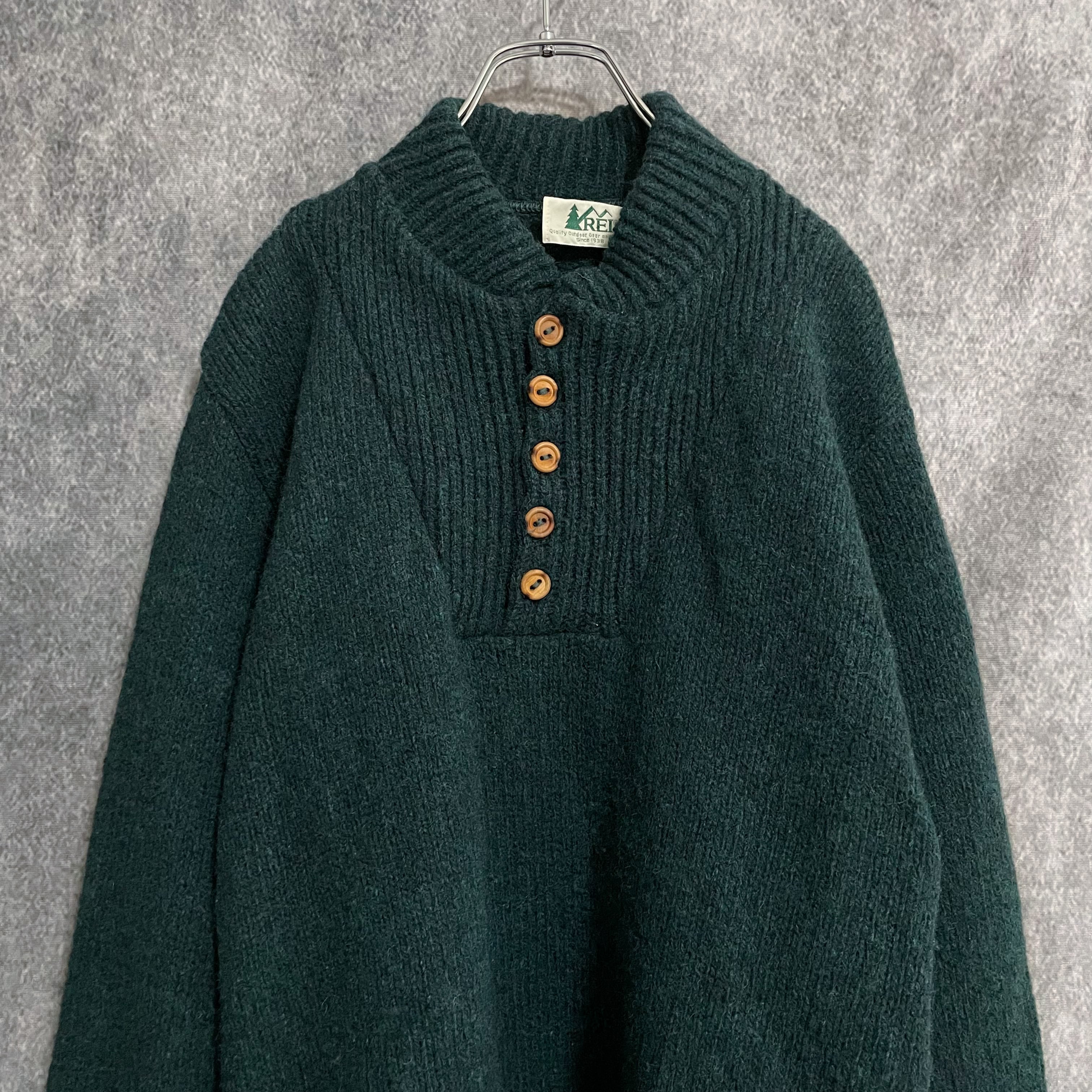 80年代ウッドボタンヘンリネックセーター ヘンリーネック セーター