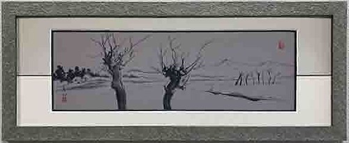 笹川春艸作品展「fusion」開催記念　出品作品　『ふるさと（米山）』　墨画