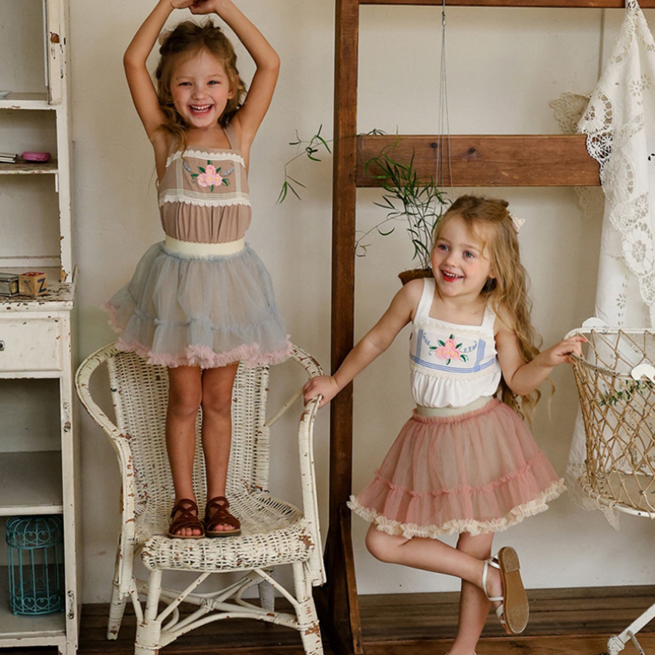 夏レギンス付きチュールスカート