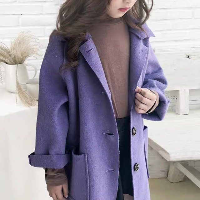 キッズ 大人 後ろボタンチェスターコート Mon Coco