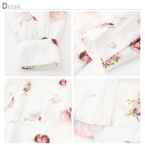 Regit 即納 Heart Button Angel Blouse 韓国服 トップス ブラウス シャツ ロリータ 透け感 シフォン素材 エンジェル 天使 総柄 女子力 森ガール 10代 代 プチプラ 春 着回し 着映え 映える ネット通販 Ttb030 Regit