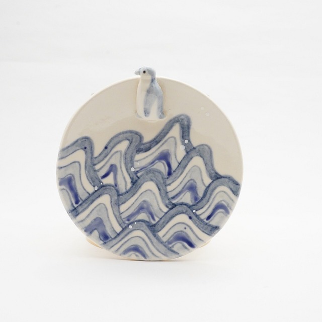 【陶彩工房Canoe】「ファーストペンギン」4寸皿  20-A