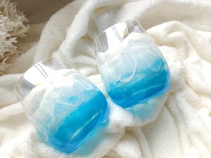 405.オーシャンレジンアート ブルー ペアグラス