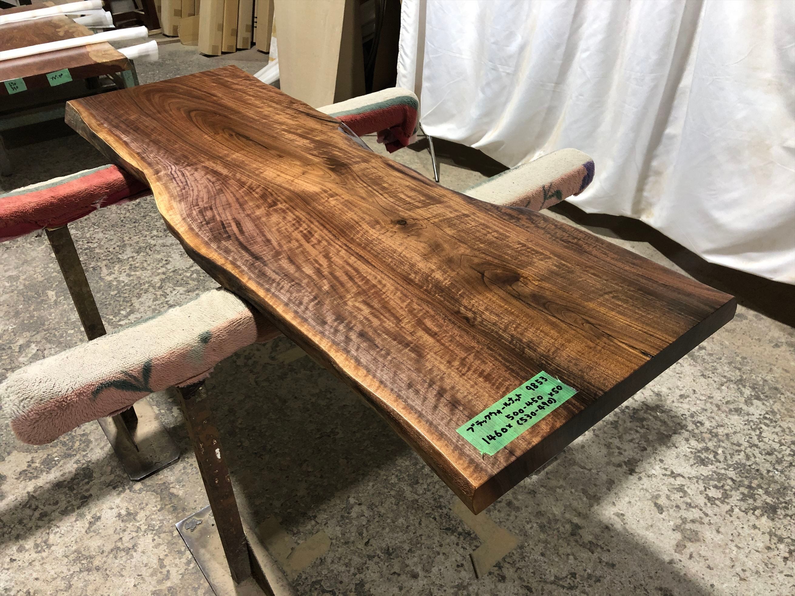 ブラックウォールナット9853 一枚板無垢 乾燥材 1460x500-450x50mm カウンター ローテーブル センターテーブル テーブル
