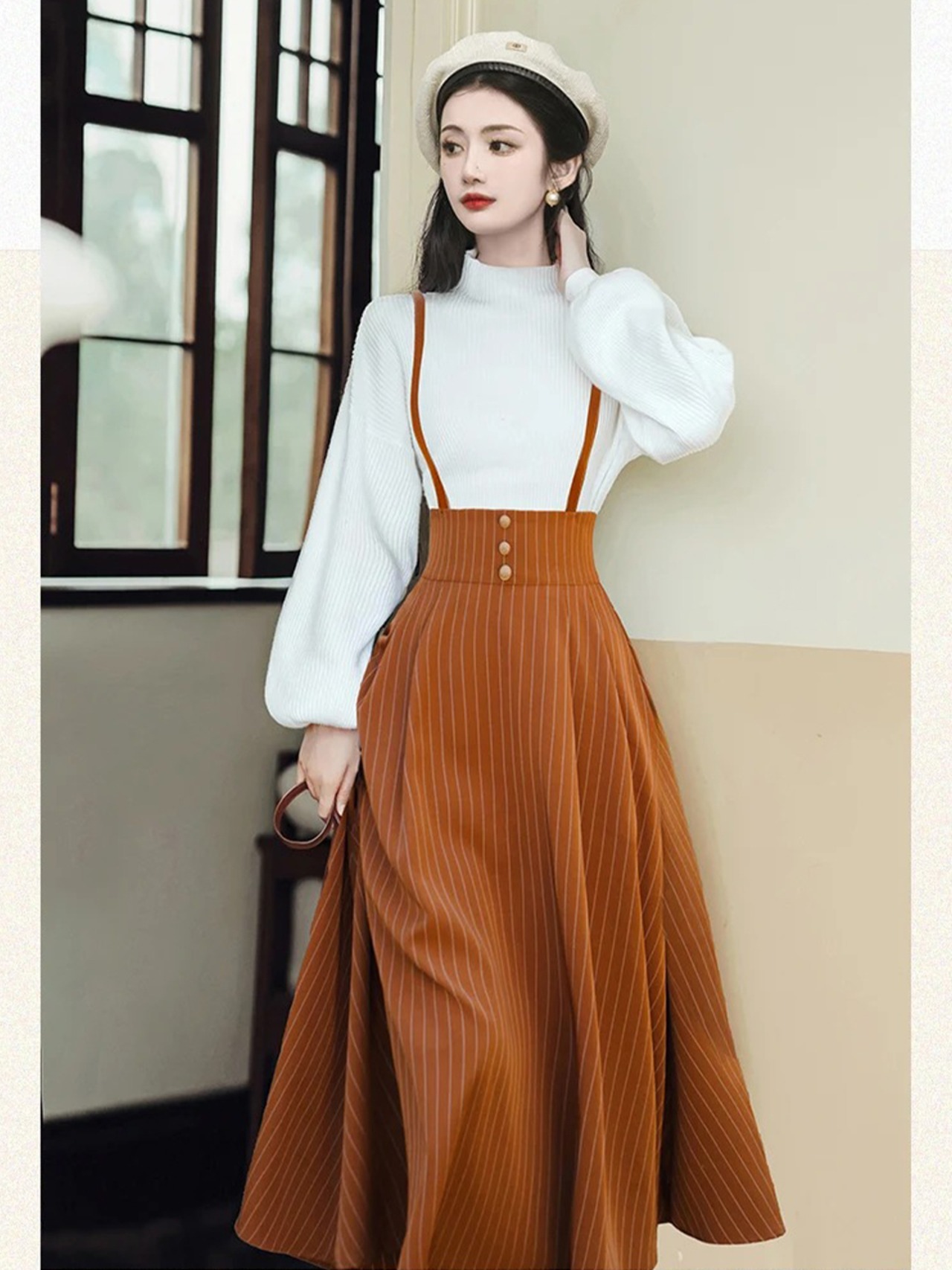 【0216】High Neck Elegant Modern Long Sleeve 2 Piece Set