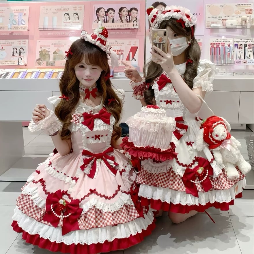 甘ロリ ギンガムチェックリボンロリータジャンパースカート | ロリータ