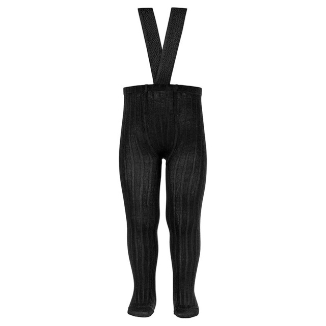 Condor Rib tights with elastic suspenders【12-24M】Black