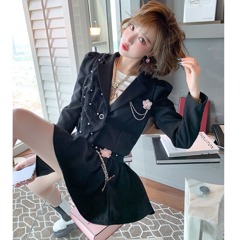 チェーン ショートハイウェストウェストスカート オータム 秋物 MIUCO91202841765