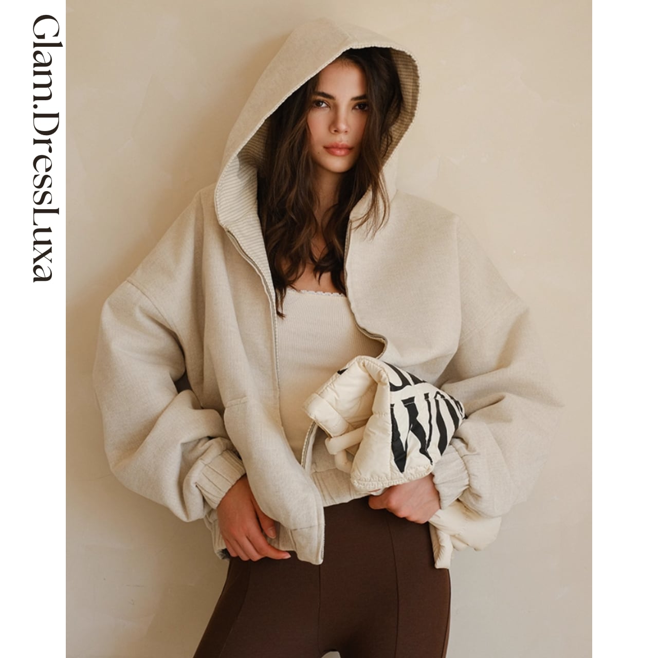 Oversize Zip Hoodie パーカー/2color_T1587