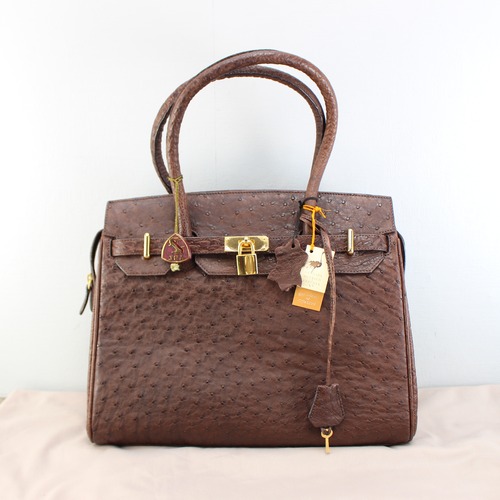 .JRA OSTRICH LEATHER BELTED HAND BAG/JRAマークオーストリッチレザーハンドバッグ 2000000063249