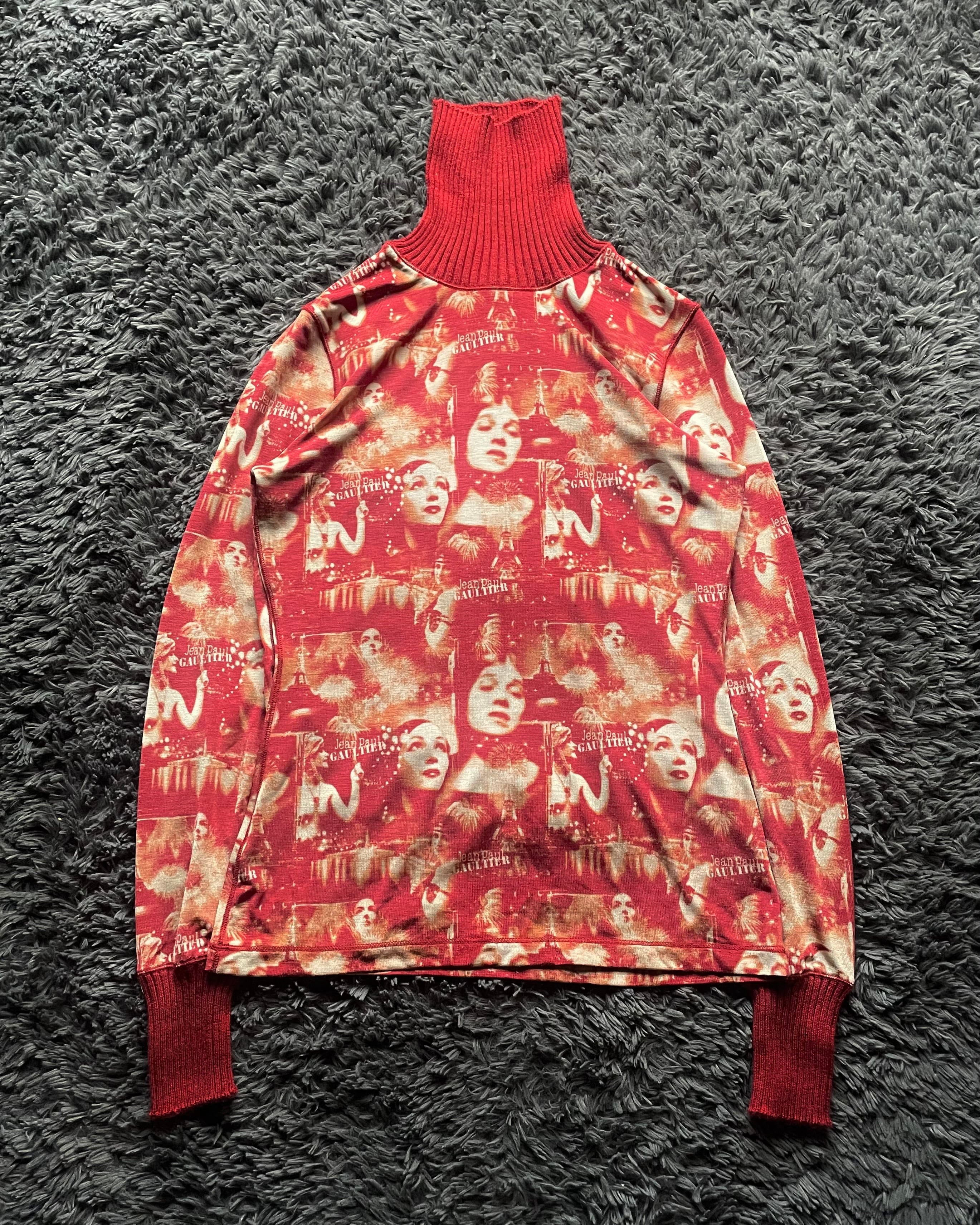 1990s jean paul gaultier portrait turtleneck knit top | ether 