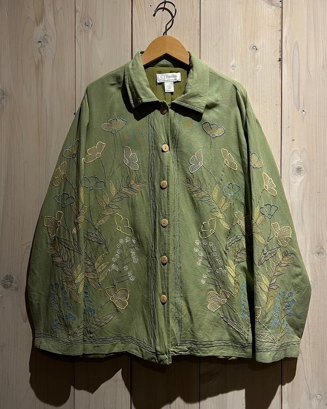 【a.k.a.C.a.k.a vintage】Beautiful Flower Embroidery Vintage Loose Jacket