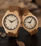 天然木製腕時計 革ベルト ウッドウォッチ ペアウォッチ ナチュラル腕時計 エコウォッチ 軽量時計 男女兼用 環境配慮 手作り時計