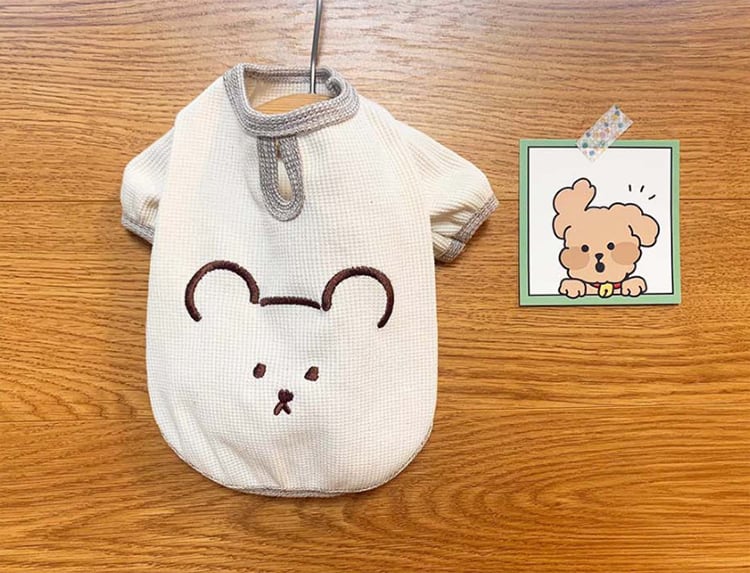 【SALE】rino bear t-shirt XS ~ XL 3color / 犬服 新作 可愛い ワンコ服 犬の服 長袖T シャツ ドッグウェア クマちゃん シンプル ニット お揃い トップス top12