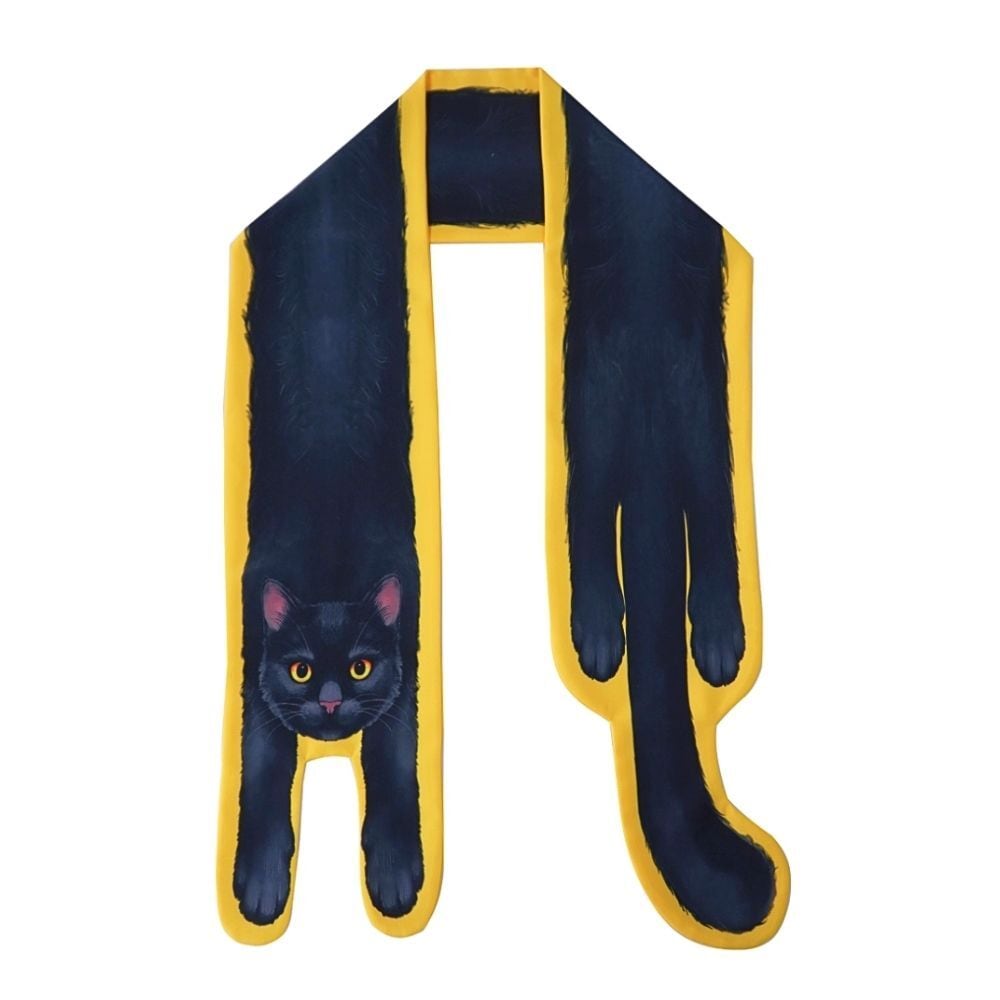 夜の回廊を歩く黒猫のロングスカーフ E00611 | EMMA GRAND