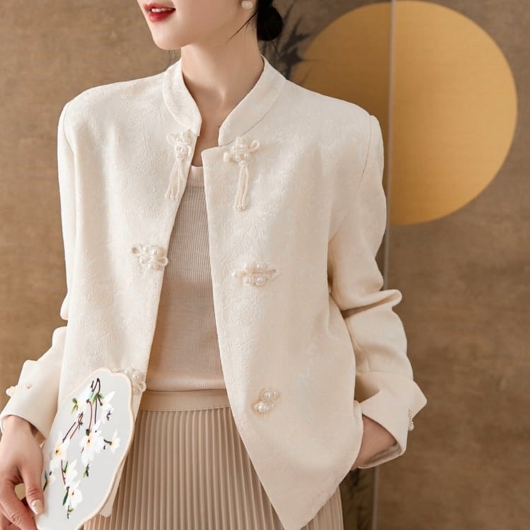 パールチャイナボタン　ジャガードジャケット　YS00104