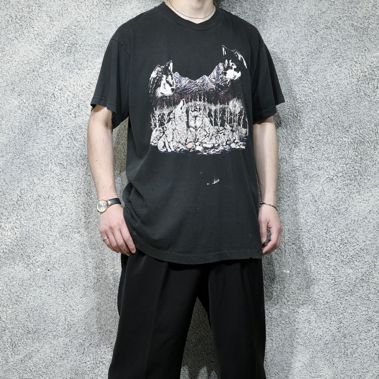 90's wolf print tee boro
