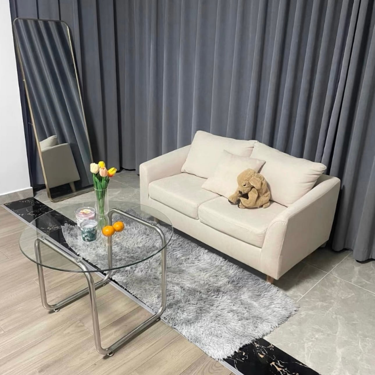 clear glass low table 2size / クリア ガラス ローテーブル ソファー