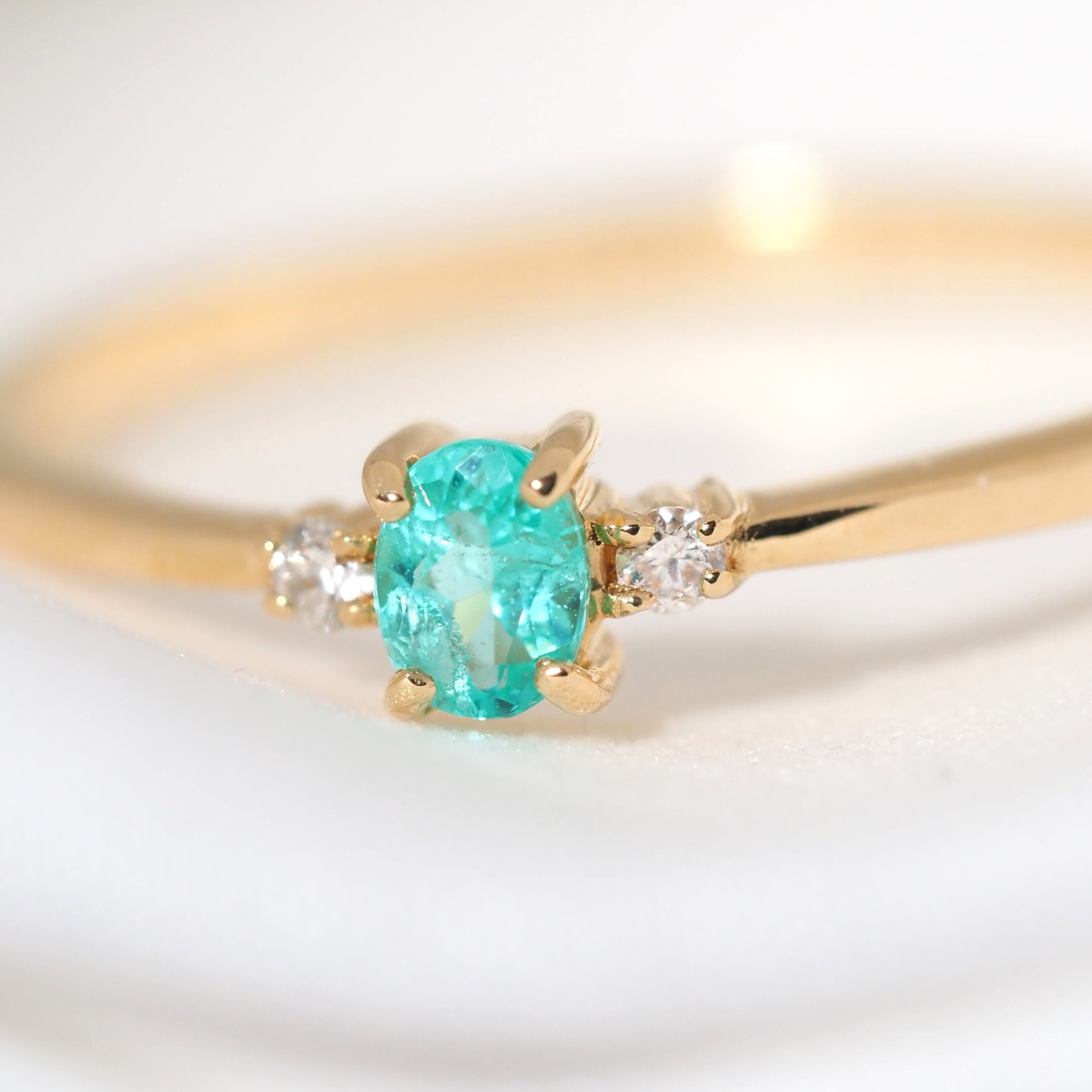 パライバトルマリン ブラジル産 リング 0.115ct D0.02ct k18 CGL産地 