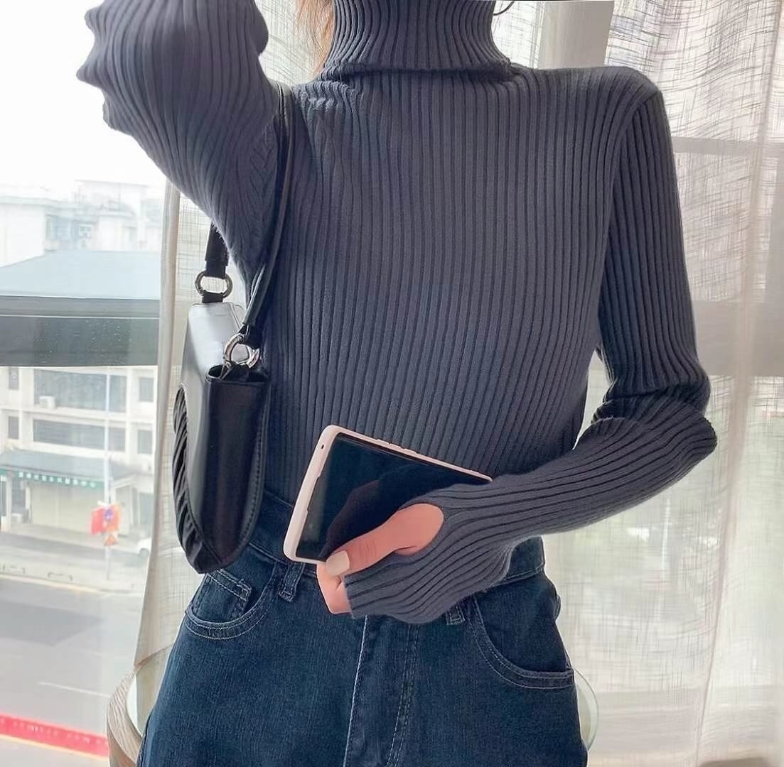 指あきタートルニット　AJ111-3091