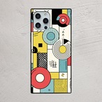 受注生産 iPhoneケース 円とブロックのレトロ護符柄｜幾何学シンボル TALM007C