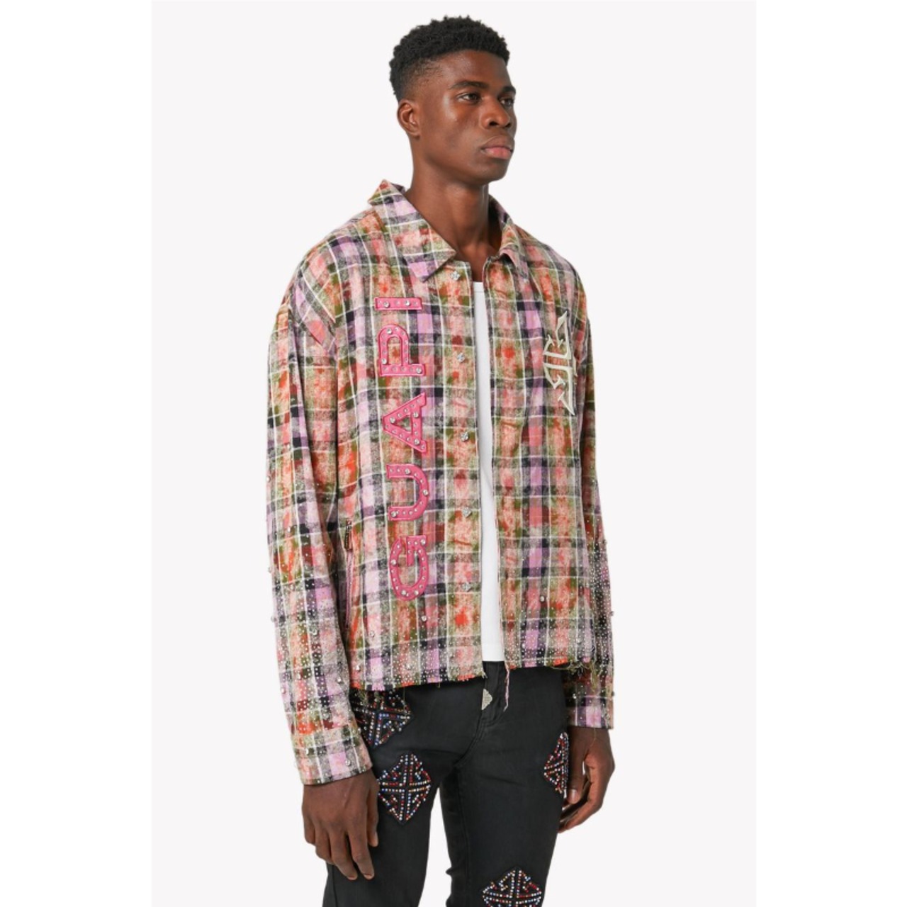 GUAPI / blush pink rhinestone flannel