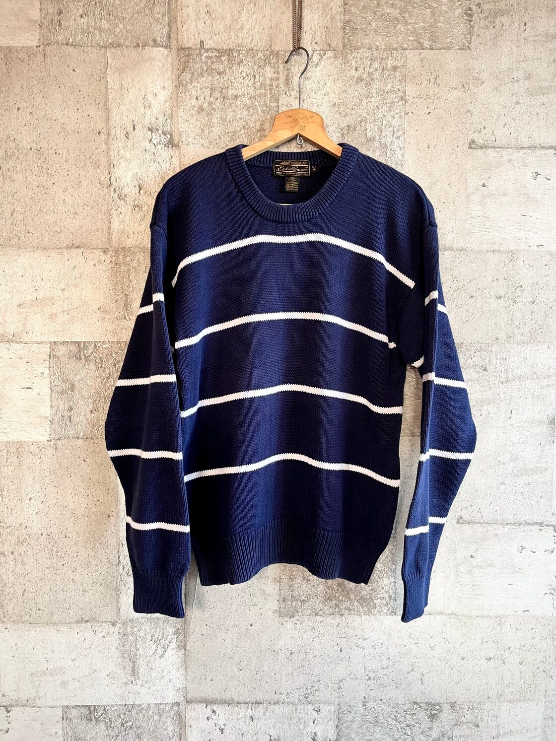 90s〜 EDDIE BAUER BORDER COTTON KNIT OLD VINTAGE エディーバウアー 