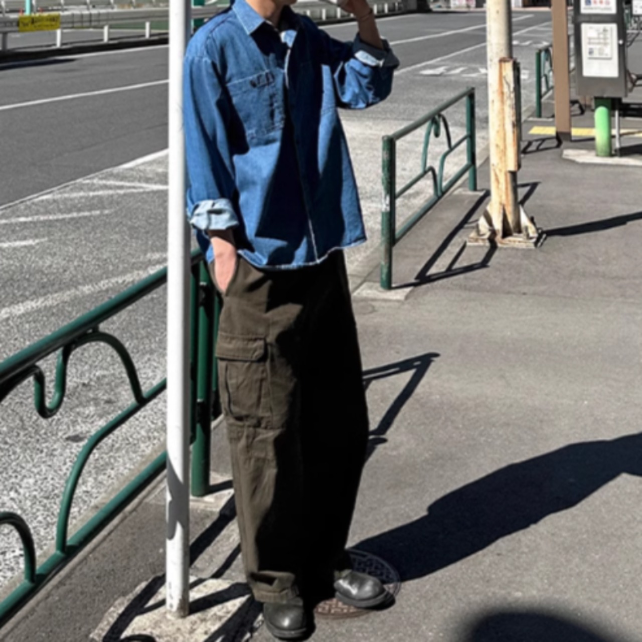 レトロウォッシュデニムシャツ　0835