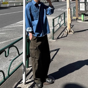 レトロウォッシュデニムシャツ　0835