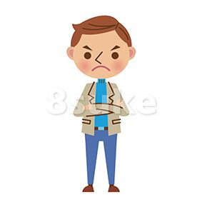 イラスト素材:腕組みをする私服姿の男性(ベクター・JPG)