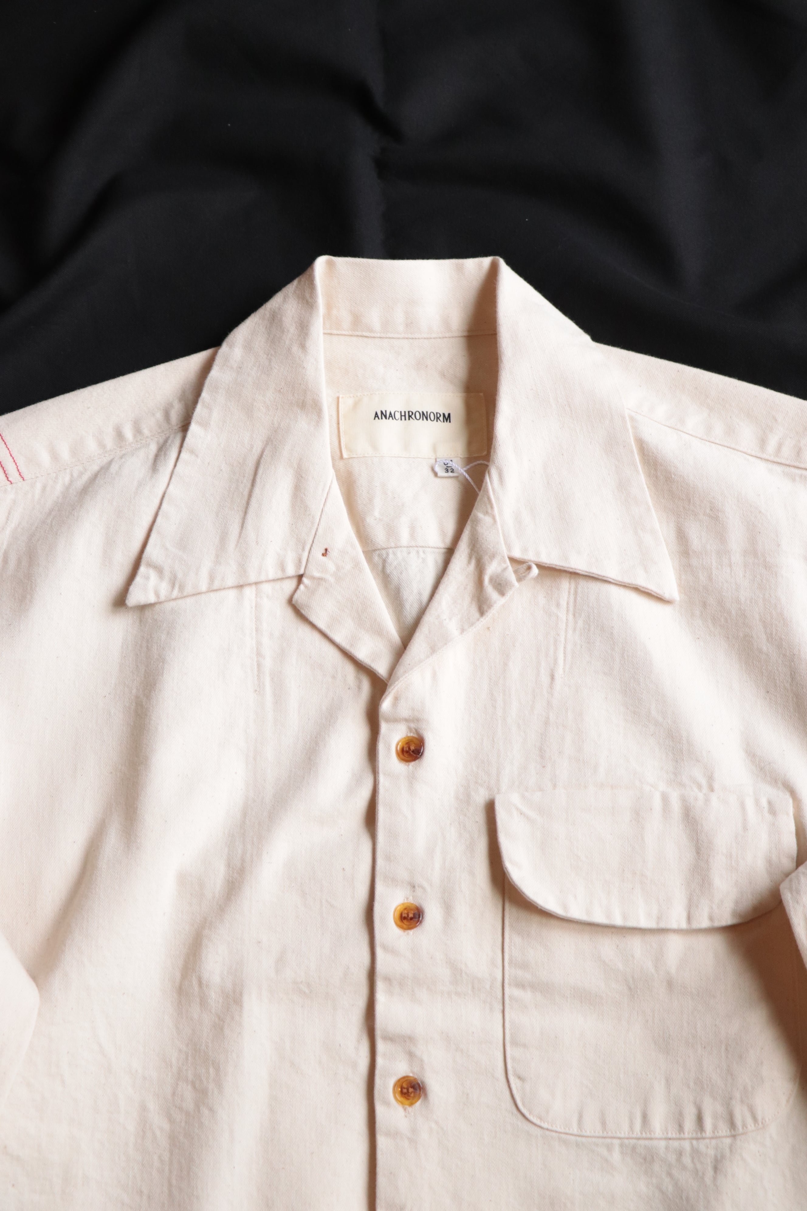 ANACHRONORM/アナクロノーム DENIM TUCK OPEN COLLAR SHIRT NATURAL