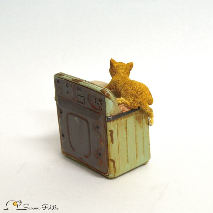 洗濯機 猫 ネコ ねこ ミニチュアアニマル 小さな動物の世界 レトロ