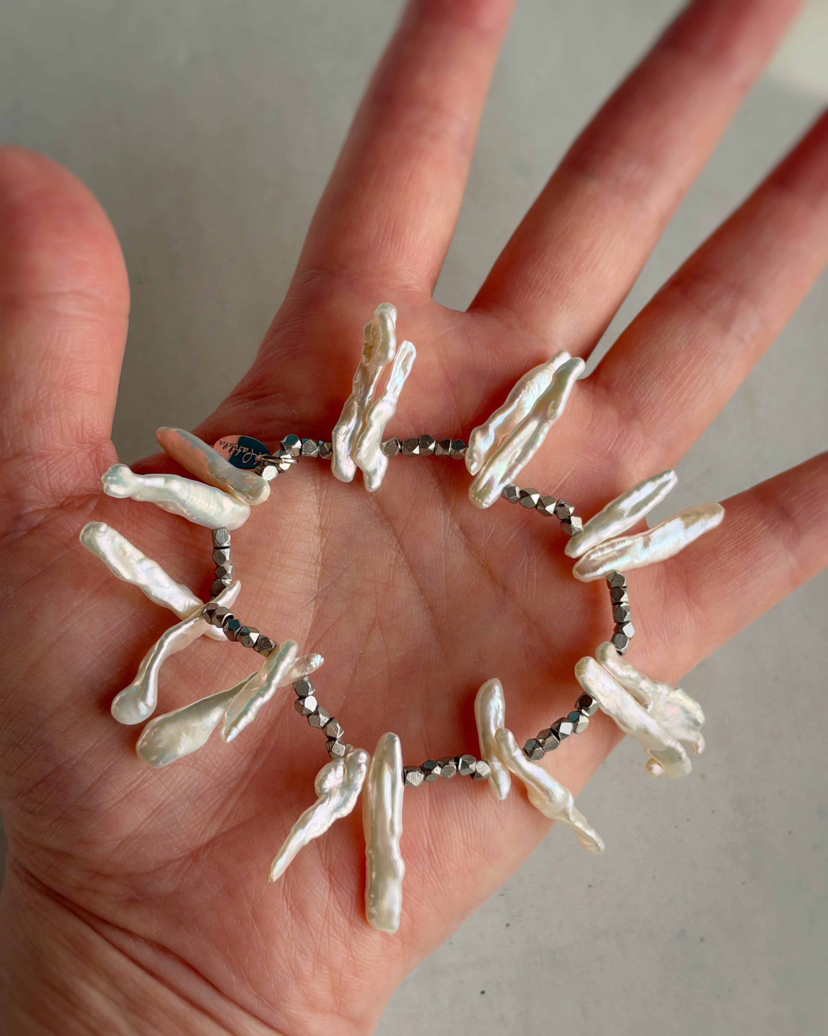 metal & stone bracelet(淡水パールC)